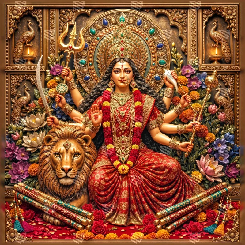 Goddess Durga Backdrop (5*5 feet)- Rental