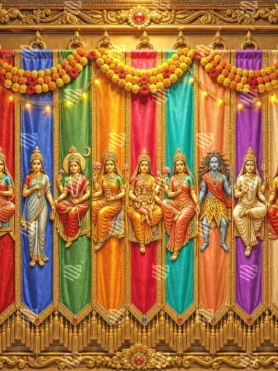 Goddesses Nava Durga Backdrop (5*5 feet)- Rental