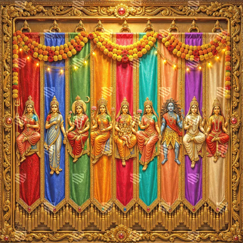 Goddesses Nava Durga Backdrop (5*5 feet)- Rental